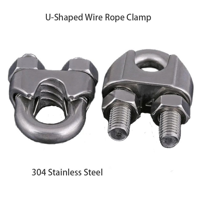 

Assembly DIN741 304 Stainless Steel Clip U-Shaped Wire Rope Clamp 2PCS
