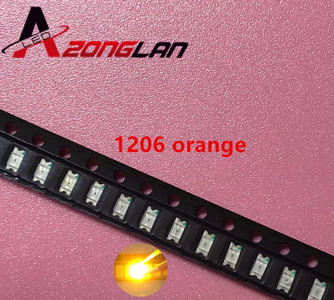 200 шт. оранжевые/Янтарные 1206 SMD SMT супер яркие светодиодные лампы светильник