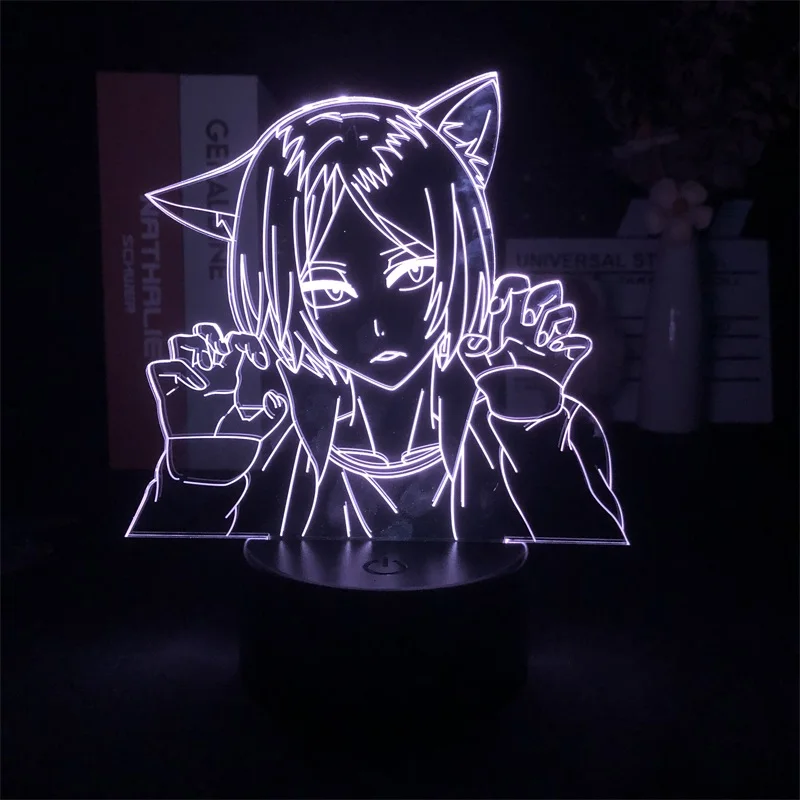 

3D Night Light Bluetooth Control for Bright Base Haikyuu Kenma Kozume Cat Japanese Anime Manga Hot Selling 7 Color Kids