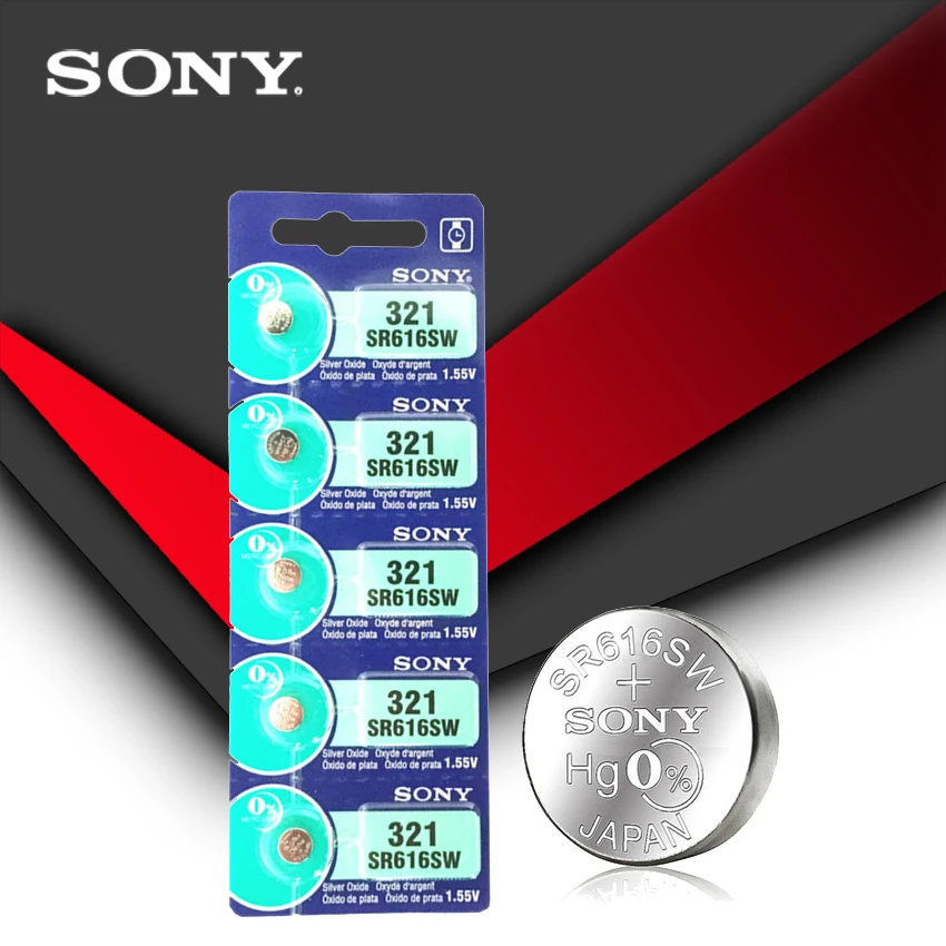 15 шт. Sony 100% оригинал 321 SR616SW 1 55 в оксид серебра часовая батарея кнопочная монетница