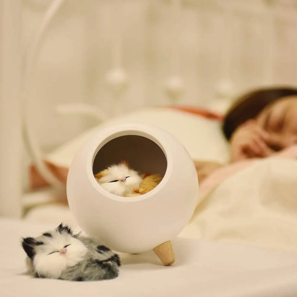 LED Night Light Bluetooth Speaker Cute Cat House Touch Dimming Baby Kids Bedside Sleep Lamps Bedroom Home Decor Holiday Gift | Лампы и