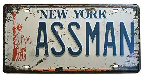 

Nonbrand Metal License Plate Aluminum Sign 6X12 Inch-Assman Suitable for Car, Garage, Club, Home Decoration. 8 x 12 Inch