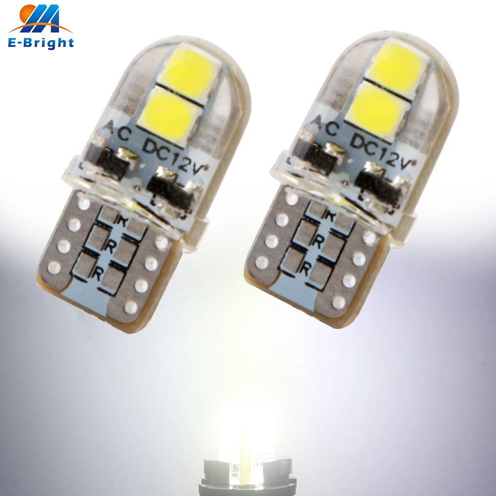 

100pcs Non-polar AC DC 12V Silica T10 W5W 3030 4 SMD Led For 168 194 Car Door Interior Instrument Reading License Plate Lights