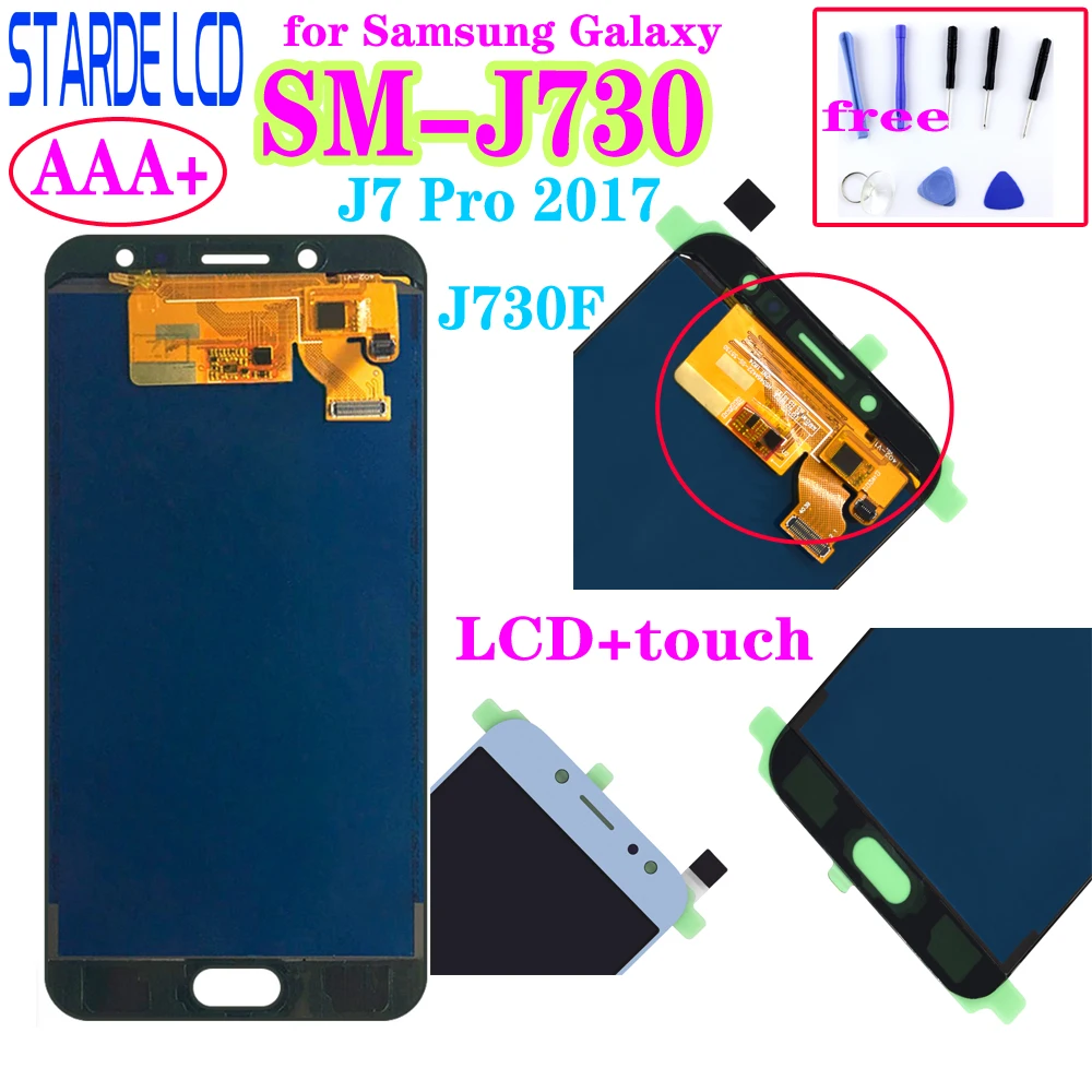 Протестирован для samsung Galaxy J7 Pro J730 J730F ЖК-дисплей и кодирующий преобразователь сенсорного экрана в сборе черный золотой J7 J730 lcd