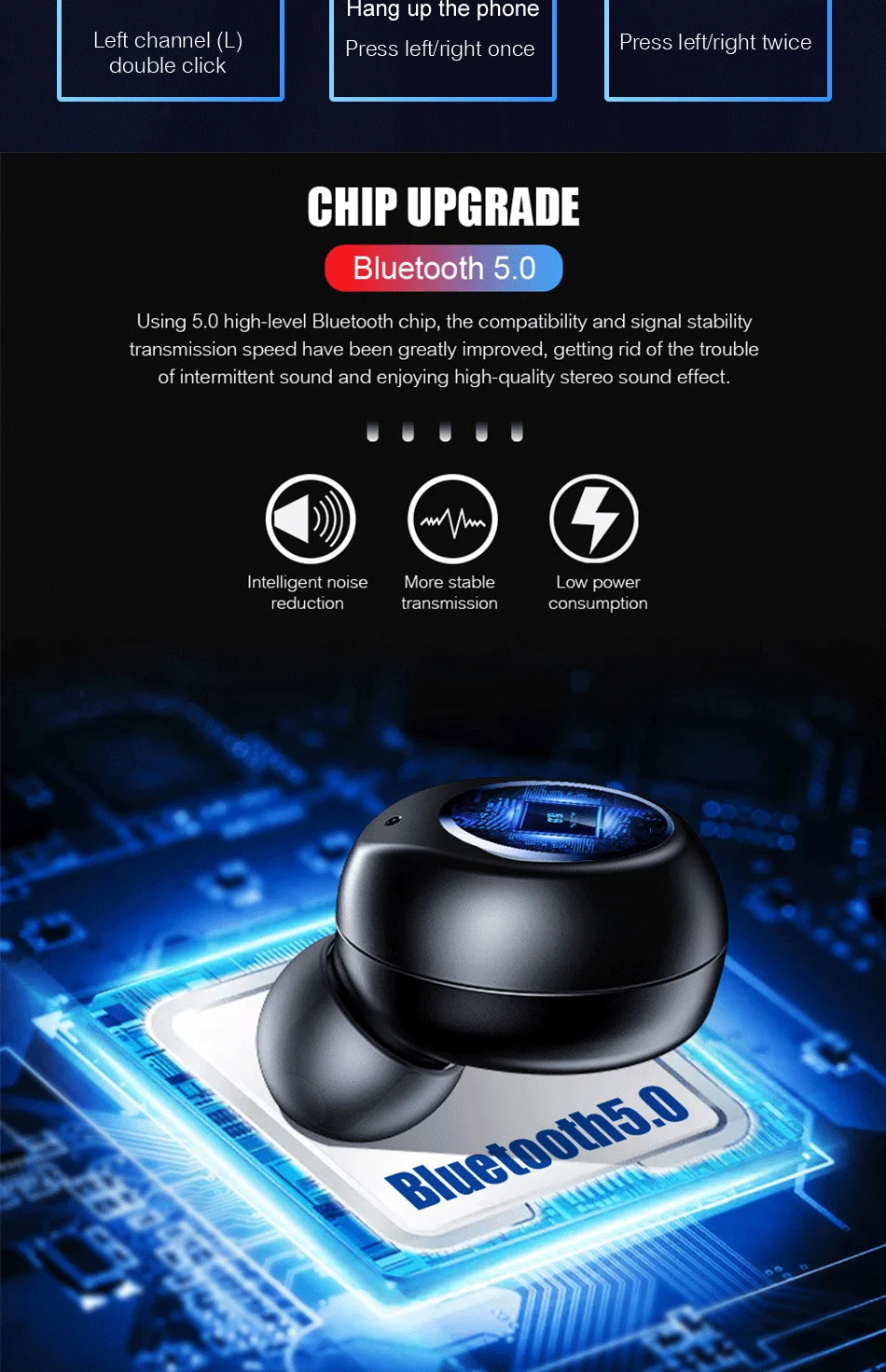 TWS беспроводные Bluetooth наушники с дисплеем питания сенсорное управление Bluetooth наушники водонепроницаемые шумозащитные спортивные наушники