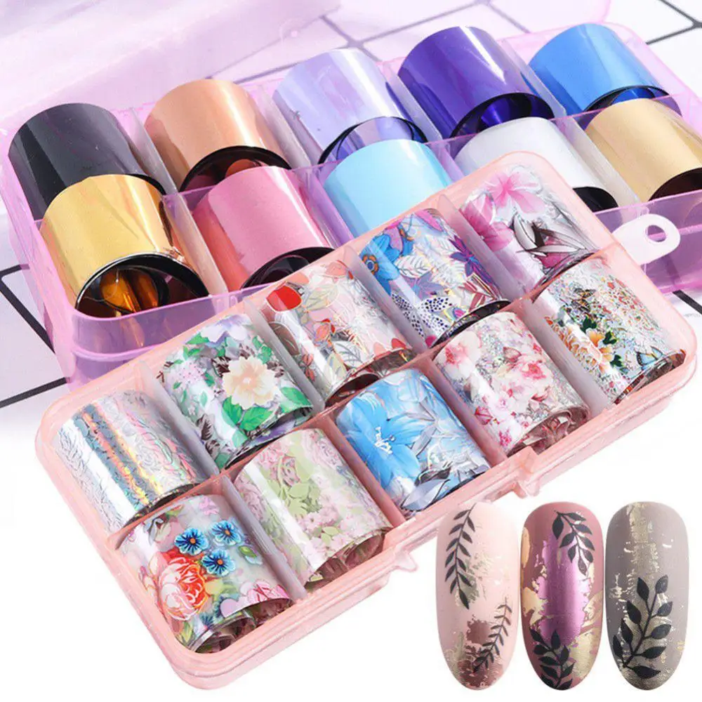 

50% Hot Sale 10 Sheets Starry Sky Matte Metal Nail Sticker Adhesive Petal Decal Transfer Foil