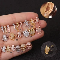 1pc cz animals snake skulls cartilage stud earring 20g stainless steel helix tragus rook conch ear piercing jewelry %d0%bf%d0%b8%d1%80%d1%81%d0%b8%d0%bd%d0%b3