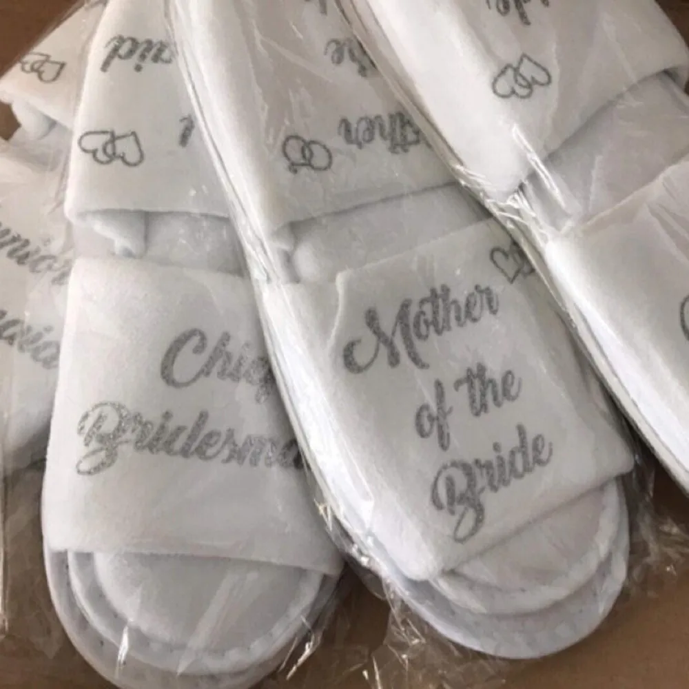 custom ring heart Slippers Open Toe silver gold mother of groom Christmas Wedding proposal Gift bridal party | Обувь