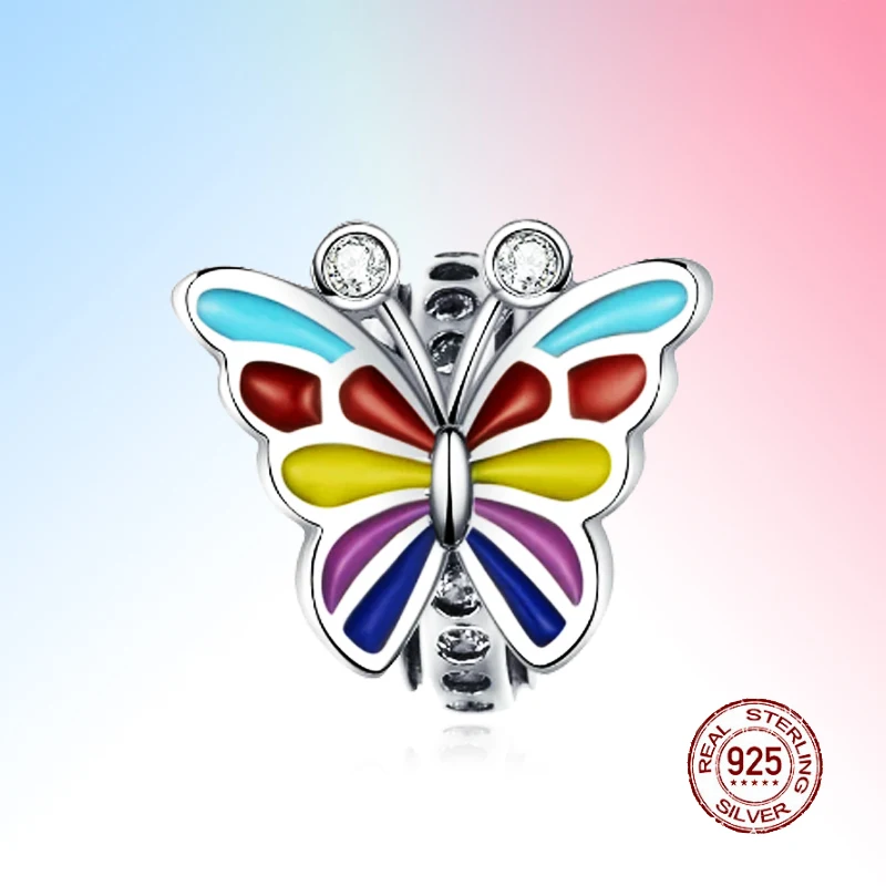 

Женский эмалированный кулон в виде бабочки, ювелирное изделие из стерлингового серебра 925 пробы с разноцветными подвесками-змеей 3 мм, изящн...