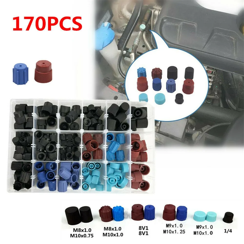 

ABS 170 шт. запасные части для автомобиля SUV ремонт A/C R134a R12 High Low Side Valve Core Port Пылезащитная крышка комплект