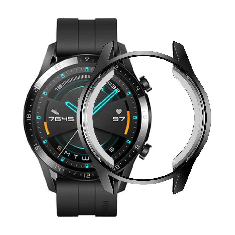 Soft TPU Plated Flexible Case for HUAWEI Watch GT 2 42MM 46MM Full Screen Protector Cover Anti-scratch High Quality Bumper Shell | Наручные