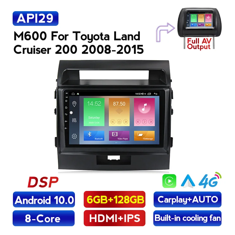 

DSP 4G lte Android 10,0 Автомобильный мультимедийный радиоплеер для Toyota Land cruiser 200 LC200 автомобильный радиоприемник навигация Авторадио стерео BT