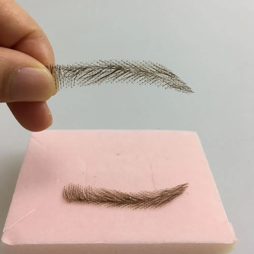 FXVIC human hair handmade False eyebrows dark brown for white or yellow women/lace eyebrow extensions wig free shipping
