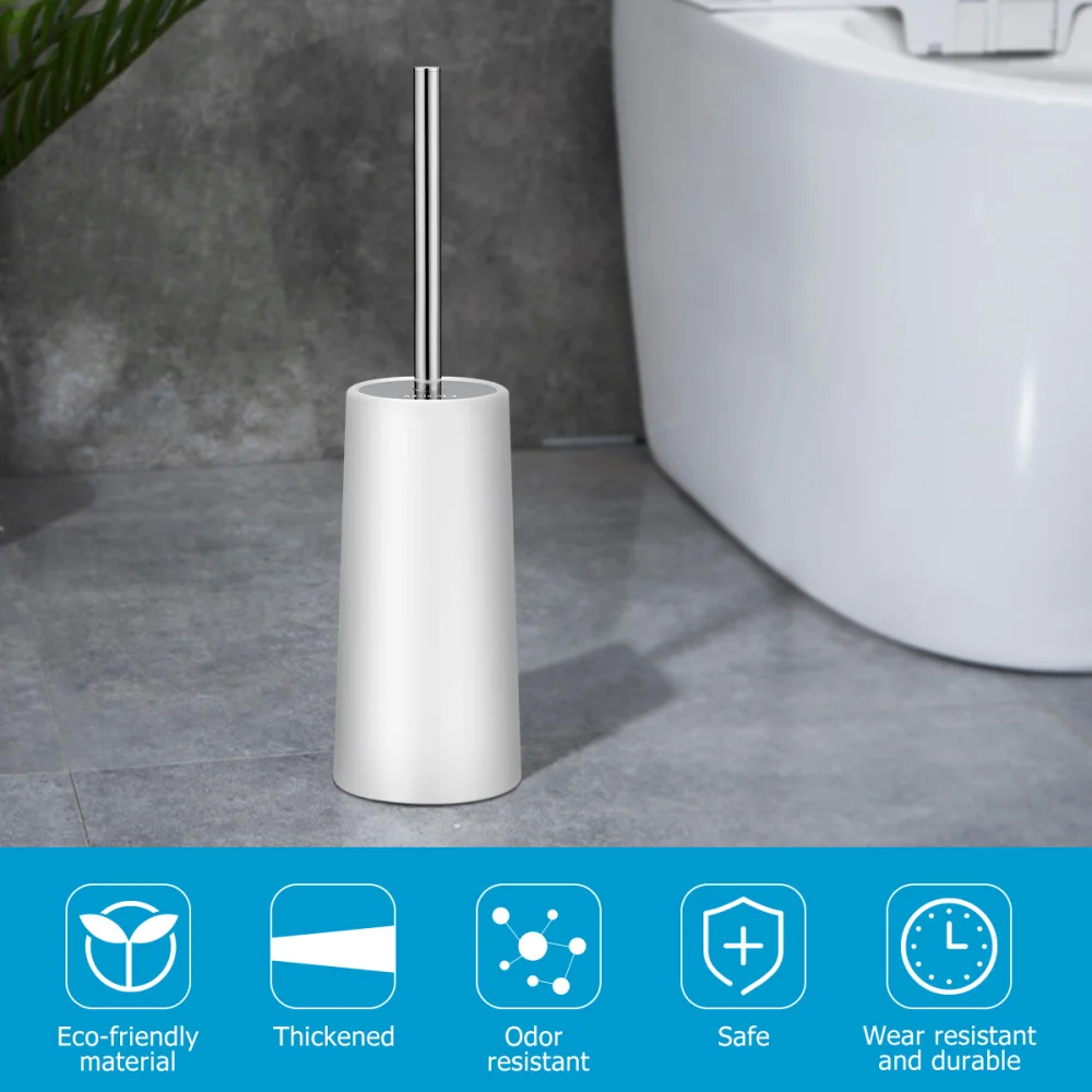 

HOMEMAXS Toilet Brush and Holder Set Good Grip Compact Modern Design Toilet Bowl Cleaner Brush Set for Bathroom (White)