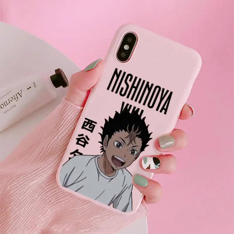 

Haikyuu volleyball Japan anime Phone Case Candy Color for iPhone 6 7 8 11 12 s mini pro X XS XR MAX Plus