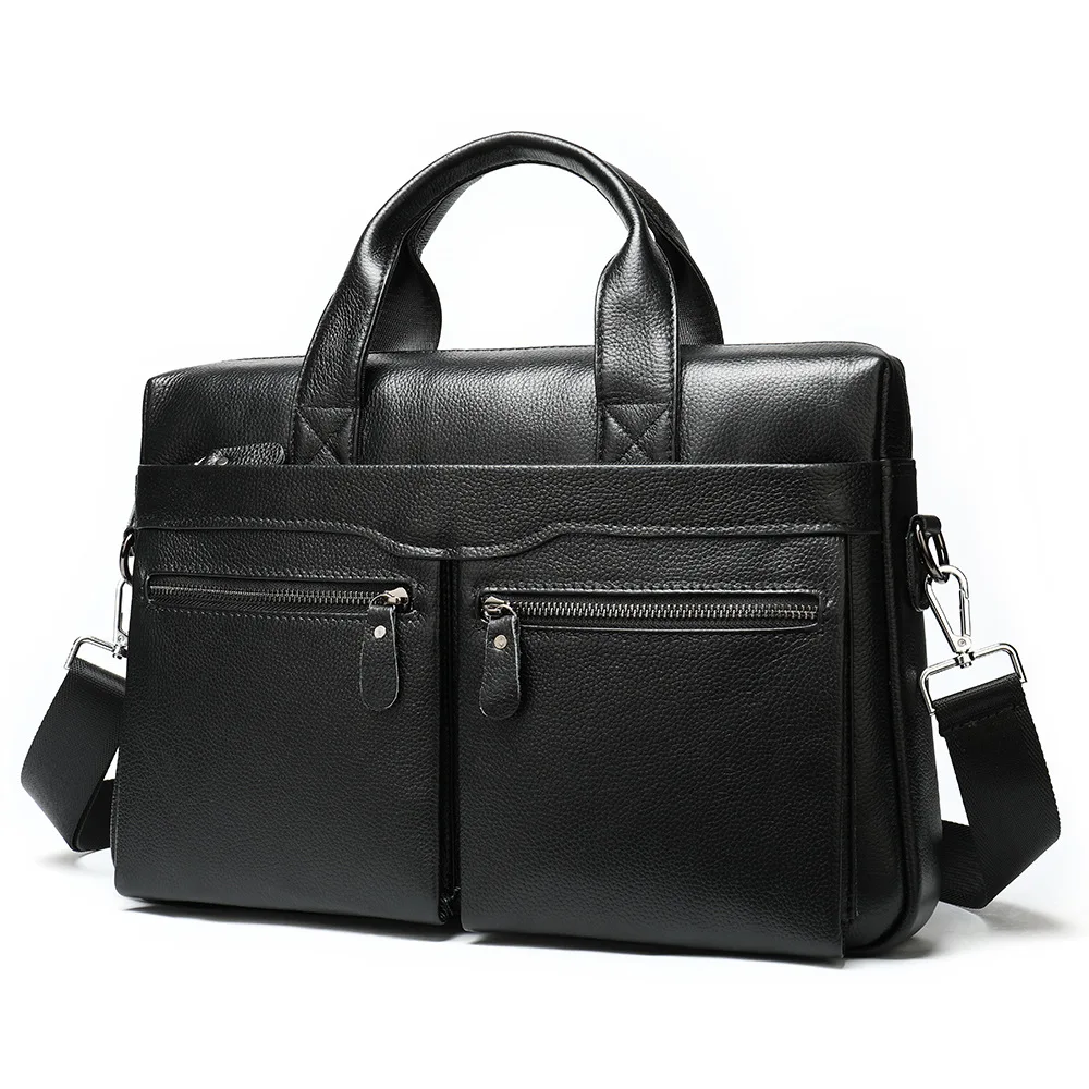 

Leather Briefcases Men Business Embossed Briefcase 14 Inch Computer Shoulder Bag Men Portable KUMON Messenger Laptop Bag