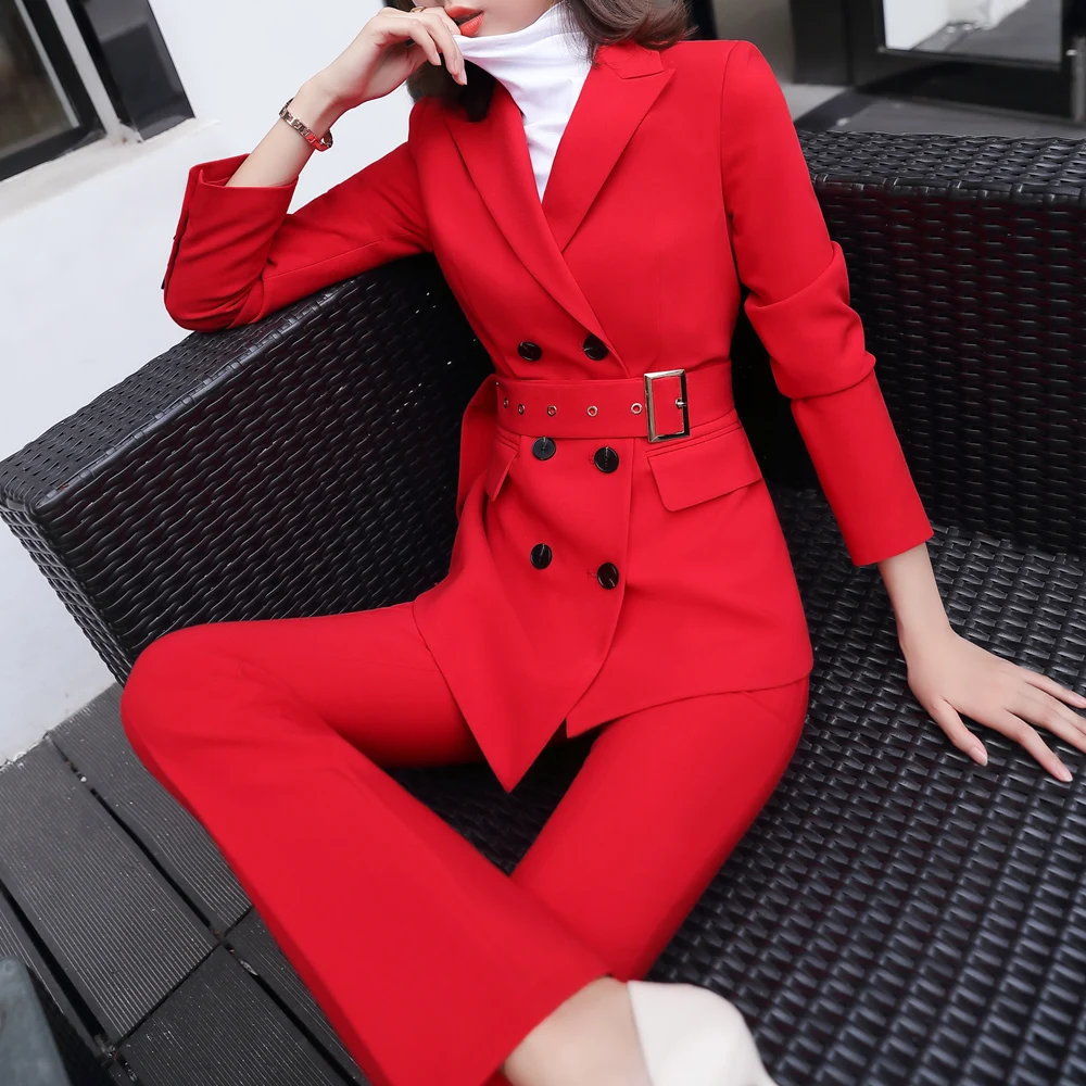Spring Korean High-Quality Fashion Casual Women Blazer Business Suits with Sets Work Wear Office Ladies Pants Jacket Two-piece