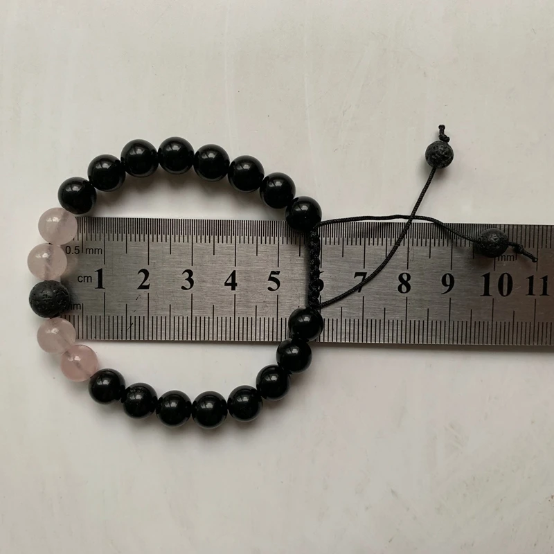 Натуральный черный оникс Кристалл розовый кварц Howlite браслет с бриюзой шнур