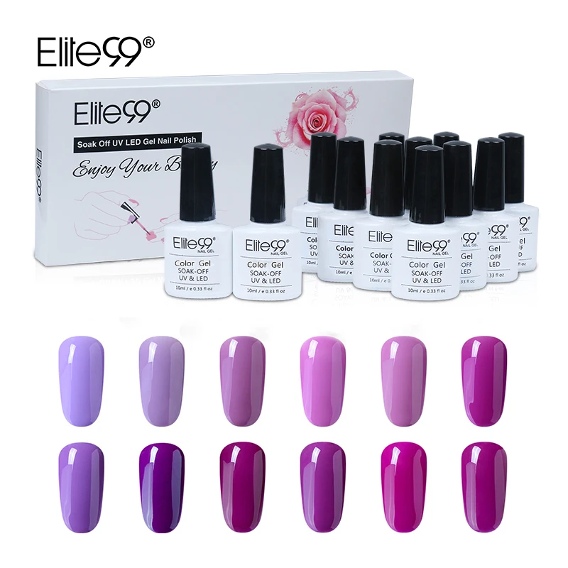 Комплект гель лака для ногтей Elite99 12 шт. 10 мл цветные полуперманентные гибридные