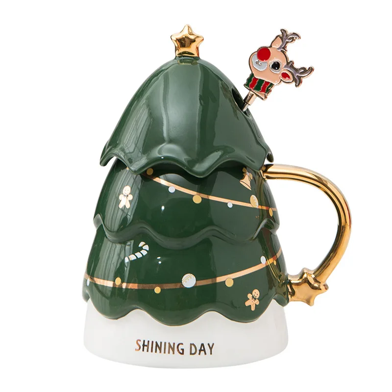 Christmas New Product Gift Box Creative with Lid Stirring Coffee Mug Cute Ceramic Cup | Дом и сад