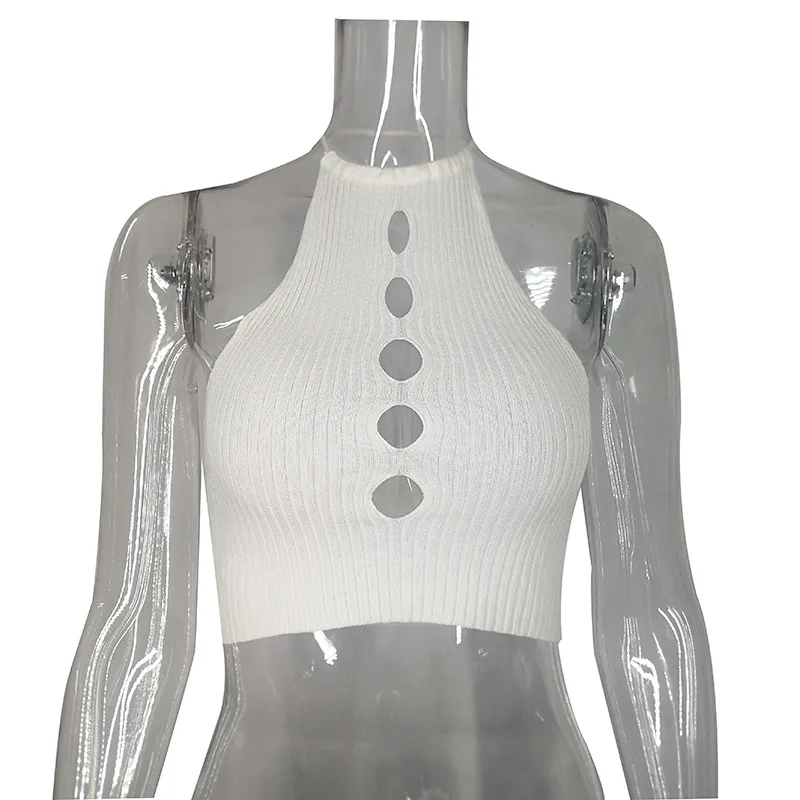 

2021 new hot style ins net red knitted halter vest women's solid color spring and autumn slim slimming inner vest