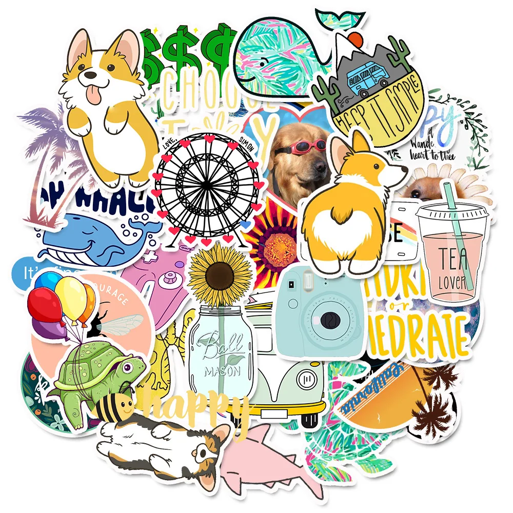 50 шт./упак. стильная футболка с изображением персонажей видеоигр VSCO девушка