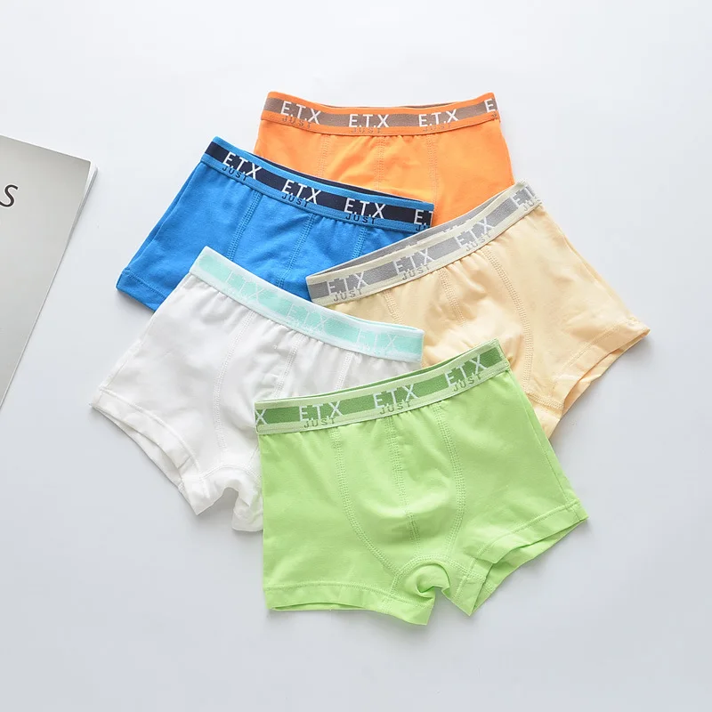 Детские хлопковые трусы-боксеры с надписью для мальчиков 5 предметов От 3 до 18 лет