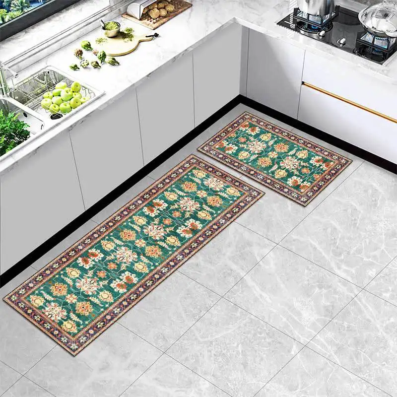 Новый Модный этнический цветочный синий зеленый красный золотой кухонный коврик