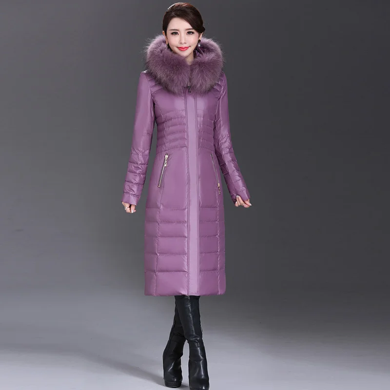 

Winter Duck Down Jacket Women Long Slim Coat Female Womens Down Jackets With Real Fur Collar Plus Size 8XL WYQ200