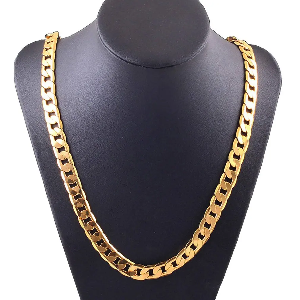 

Punk Cuban Chain Gold Necklace Men 45/50/55/60/65/70/75CM Link Curb Chain 18K Long Necklace for Women Fashion Jewelry Charm Gift