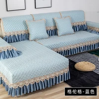 high end cotton linen blue glenger sofa cover bird pattern stitching cushion backrest towel pillow case sofa combination kit