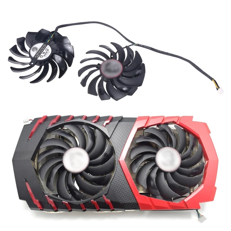 

2 PLD10010S12HH FOR MSI Radeon RX480 580 GTX1080Ti 1070 Graphics Card Cooler Fan