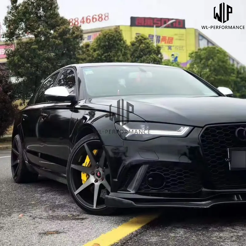 A6 RSU RS6 ABT Стиль Высокое качество углеродное волокно передний бампер передняя губа