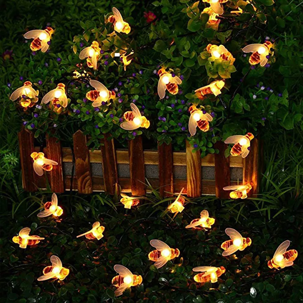 

Gardening Decor Solar Bee Led String Lights Outdoor Waterproof Lights Decorative Patio Garden Decoration Lighting Luminous Rose