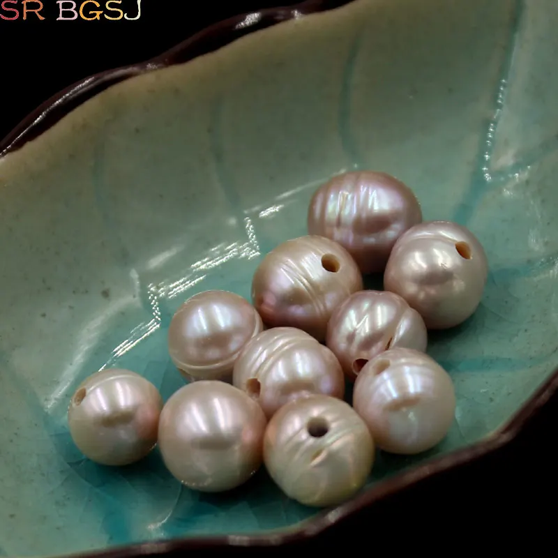 

Free Shipping 100pcs 10mm Large Hole Purple Round Pearls Natural Pearl Earring Jewelry Handwork DIY Craft Loose Beads Wholesale