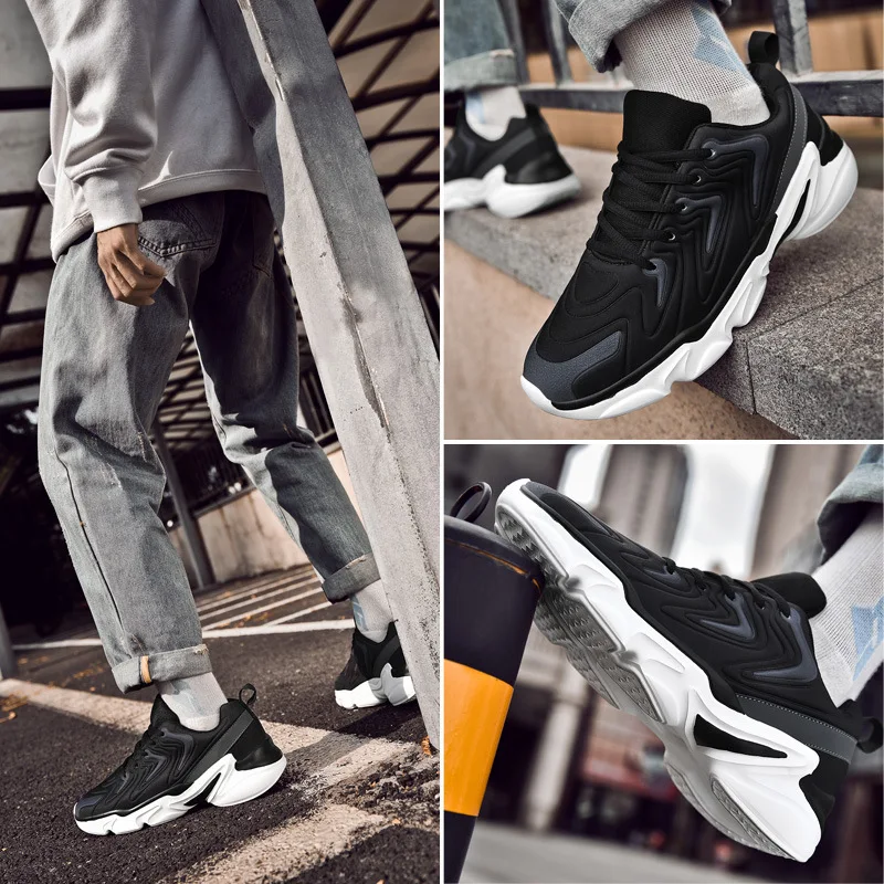 

Men's Shoes 2021 New Autumn Cushioning Fashion Running Casual Shoes Black Lightweight Breathable Hard Wearing Tenis Masculino