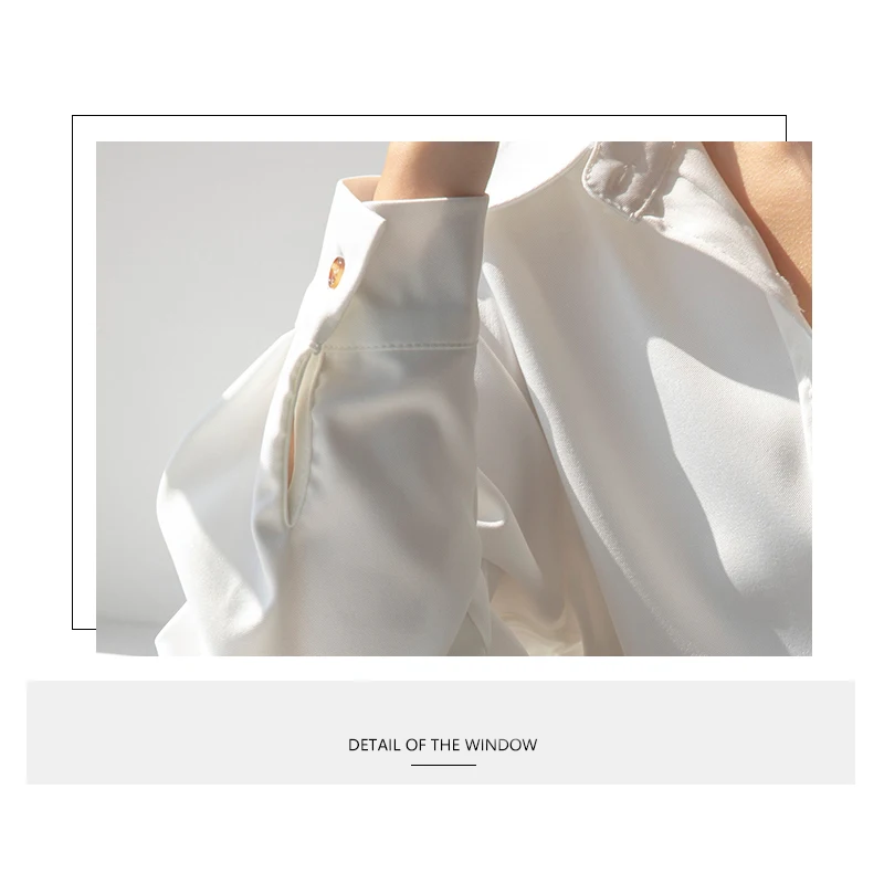 Women Blouses Lapel Solid Color Shirt Casual Long Sleeve Loose Korean Tops 2021 Spring Autumn