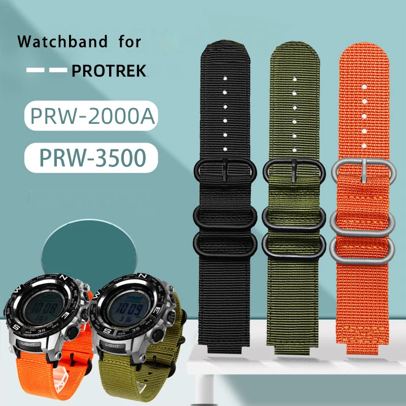 

High quality canvas watchband with convex mouth for CASIO prg-260 / 270 prw-2500t /3500 /5000/5100 nylon canvas wristband 18mm