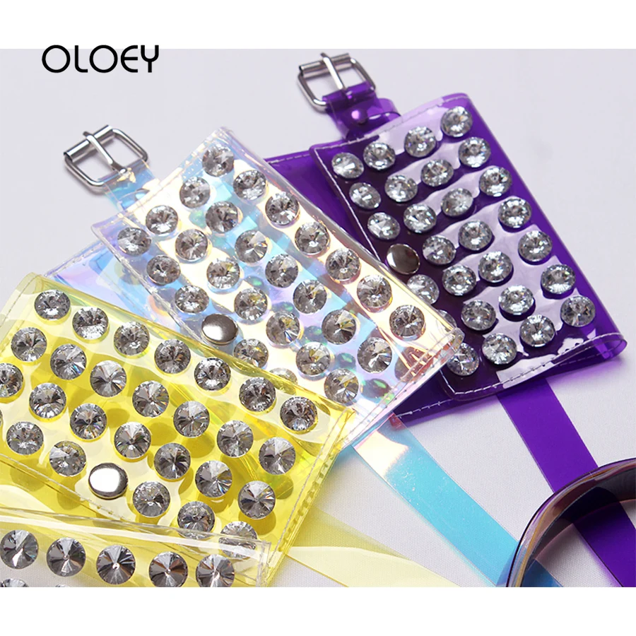 

Fanny Pack Women Waist Bag Belt Pack PVC Female Rhinestone coin purse luxury handbags women bag designer chest bag Phone Pouch