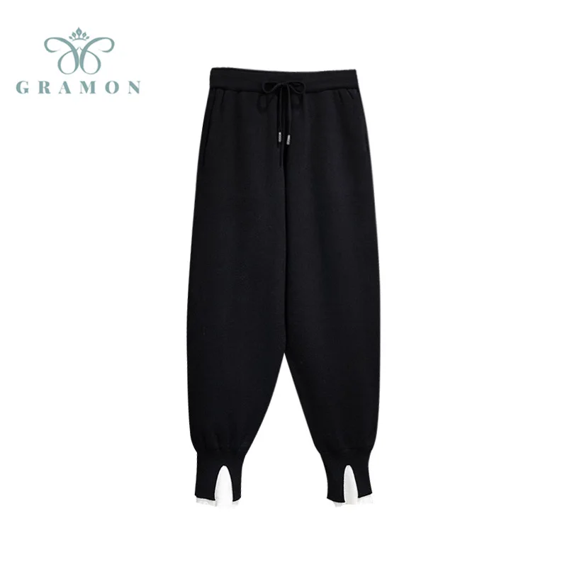 

Женские спортивные брюки, свободные джоггеры, спортивные брюки оверсайз с широкими штанинами, Модные свободные сращивающиеся черные шаров...