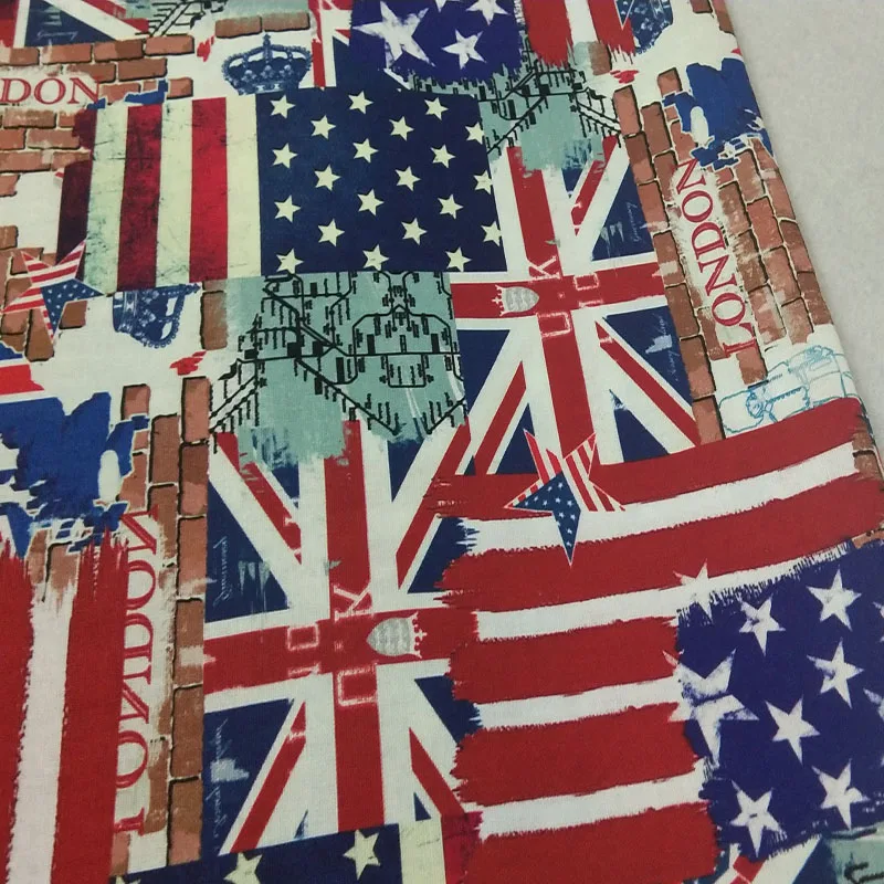 

100% плотная ViaPhil Фирменная Новинка Лондон Флаг Великобритании кирпичная стена ситцевой ткани интересный дизайн ткань для пэчворка ткани Гла...