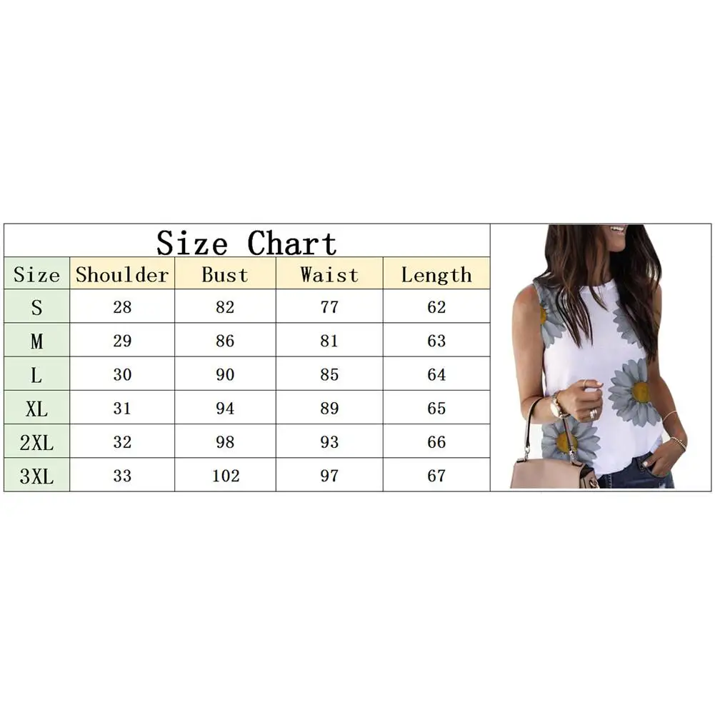 

Women T-Shirt Digital Floral Printed Sleeveless Short Sleeve Ladies White Shirt Blouse Harajuku Summer Tshirts Casual Round Neck