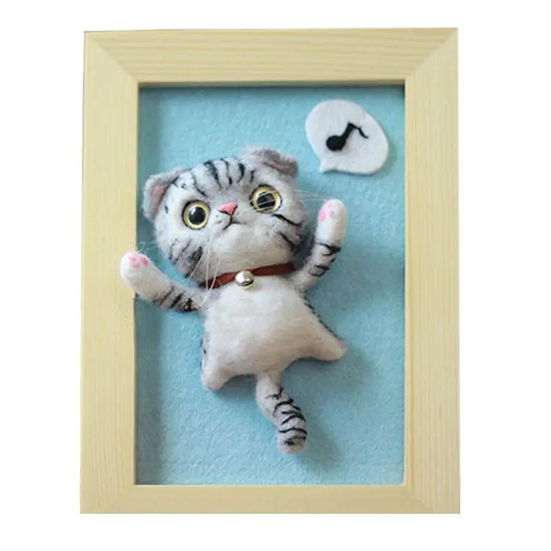 Не готовое женское животное ручной работы без безликих человек Doraemon кошка игрушка кукла шерсть игла Войлок тыкается Kitting DIY шерсть наборы посылка