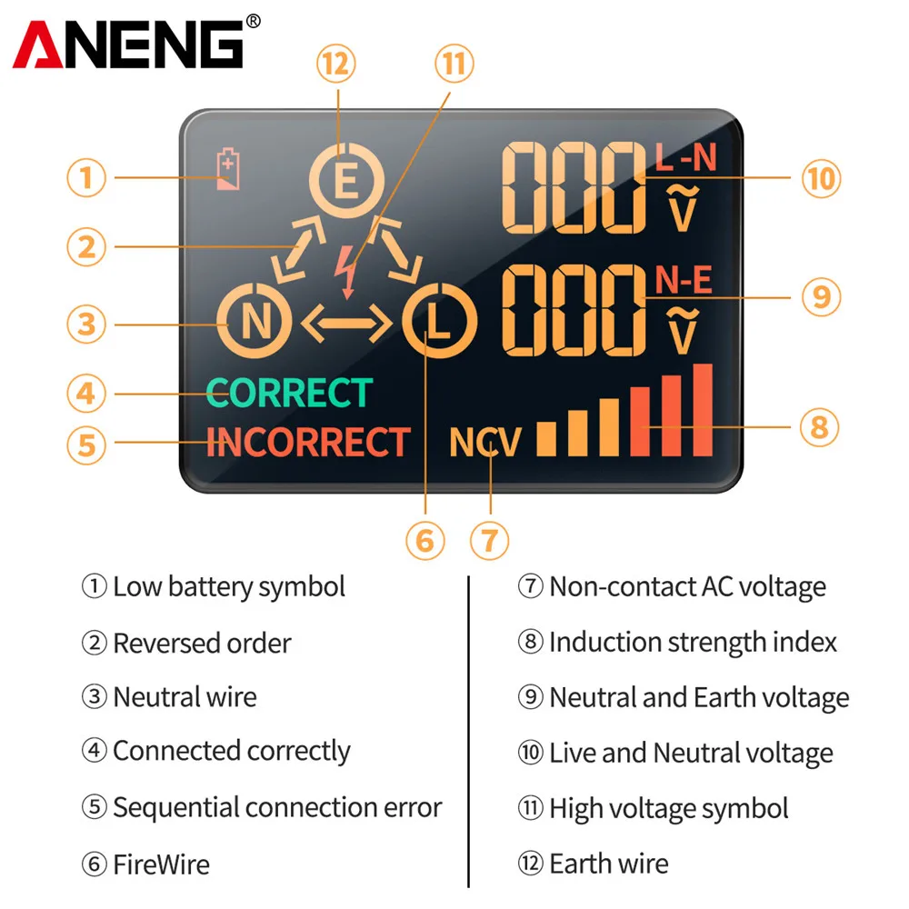 ANENG AC11 тестер проводки детектор lan tester свечей зажигания светодиодов напряжения