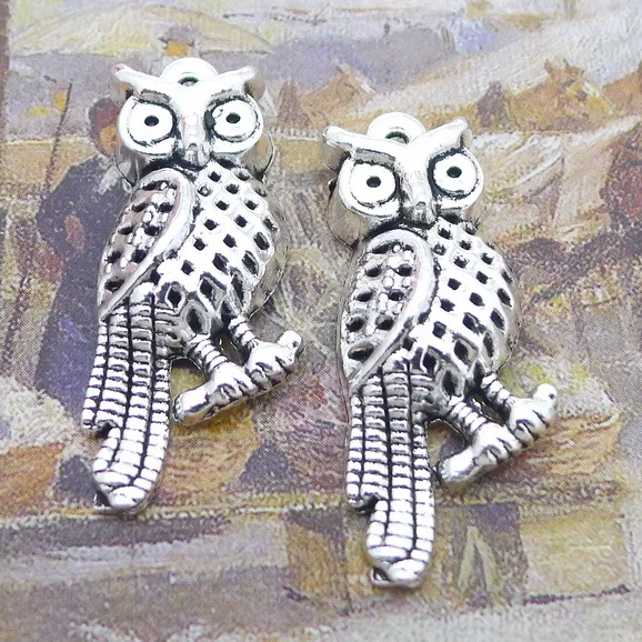 

8pcs/Lot 13x34mm New Arrival Owl Alloy Charms Antique Silver Color Pendants for DIY Jewelry Making Charm