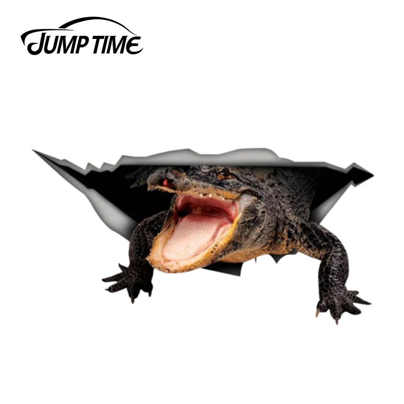 Прыгать время 13 см x 6 7 крокодил Автомобильная наклейка рваные металлическая