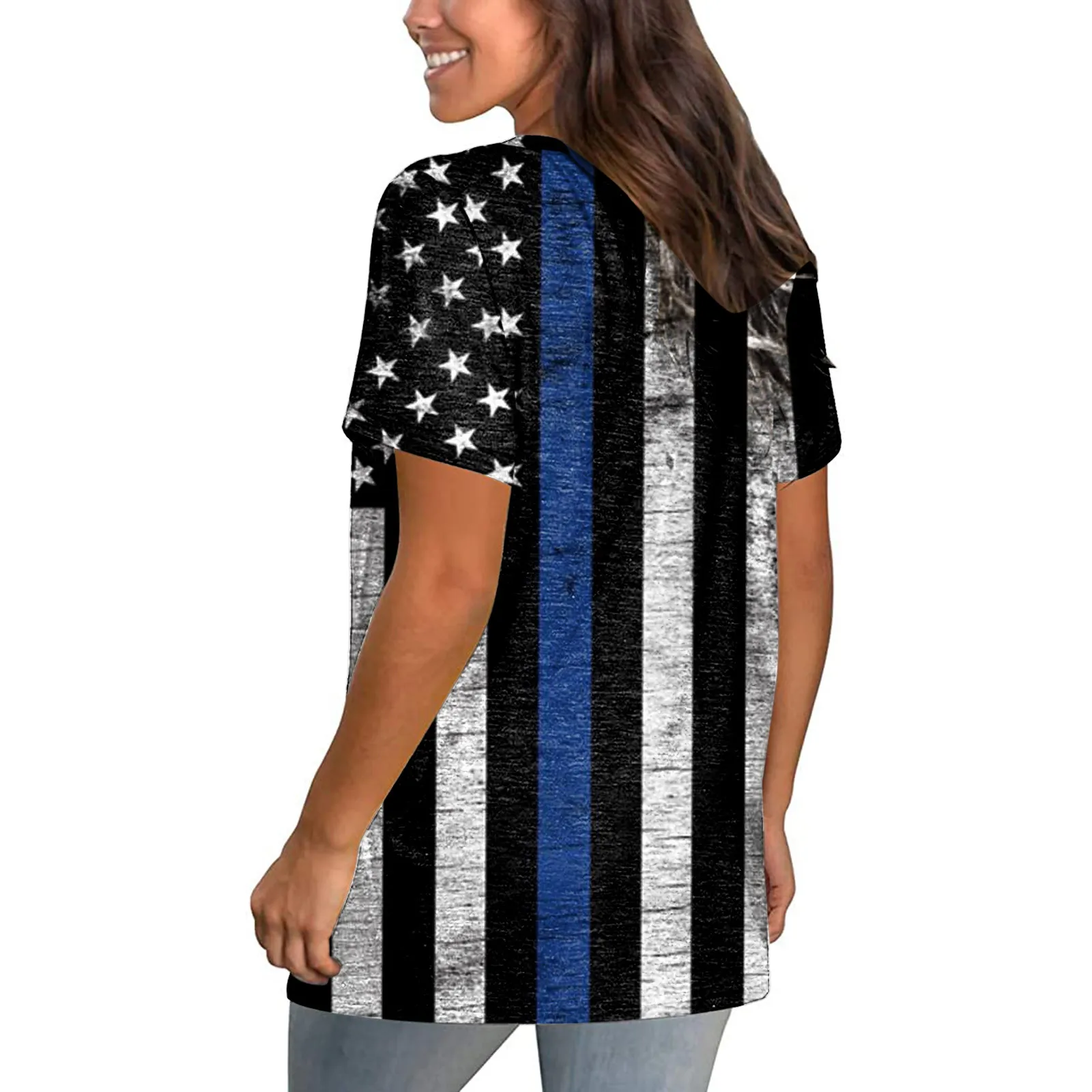 

Women's Short Sleeve V-Neck Print Tee Shirts Tunics Casual Tops Blouses Summer Women's Blouse Vintage Clothing Blusas Elegantes