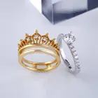 Роскошный блеск циркония Корона Кольца для женщин золотой цвет серебра талисман Изысканный Обручальное кольцо Bague Anillos ювелирные изделия подарок на день рождения