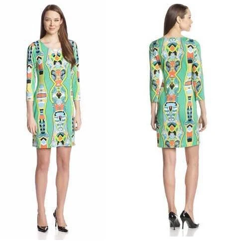 

Женское трикотажное облегающее платье, повседневное элегантное винтажное платье с принтом, V-образным вырезом и рукавом до локтя, осень