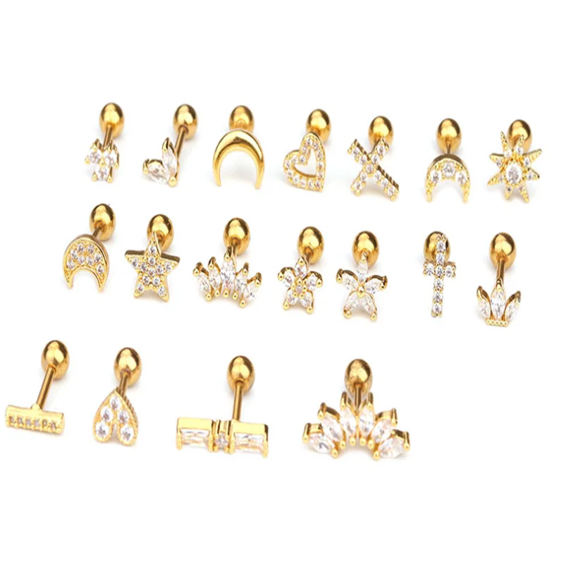 1 шт. Нержавеющая сталь и Cz Пирсинг хряща уха спираль ювелирные изделия козелка